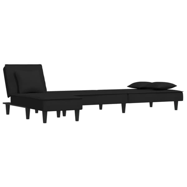 vidaXL L-formad bäddsoffa svart 255x140x70 cm sammet