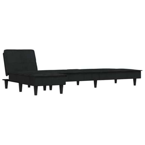vidaXL L-formad bäddsoffa svart 255x140x70 cm sammet