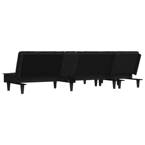 vidaXL L-formad bäddsoffa svart 255x140x70 cm sammet