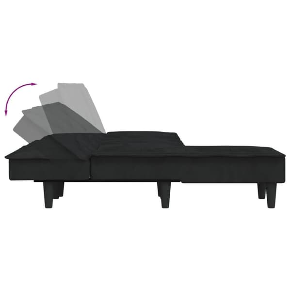vidaXL L-formad bäddsoffa svart 255x140x70 cm sammet