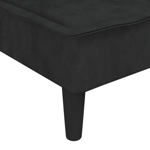 vidaXL L-formad bäddsoffa svart 255x140x70 cm sammet