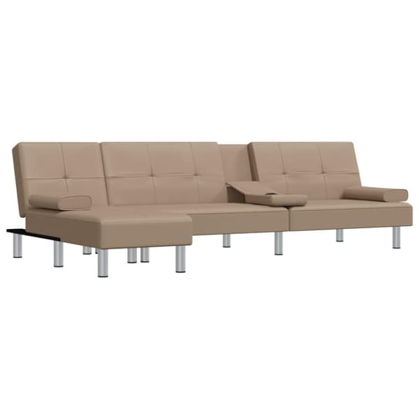 vidaXL L-formad bäddsoffa cappuccino 255x140x70 cm konstläder