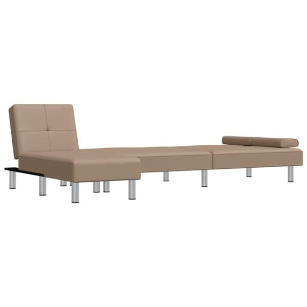 vidaXL L-formad bäddsoffa cappuccino 255x140x70 cm konstläder