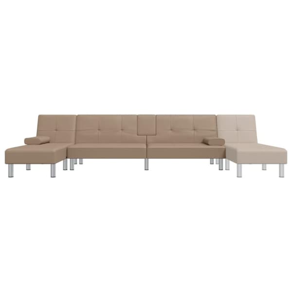 vidaXL L-formad bäddsoffa cappuccino 255x140x70 cm konstläder