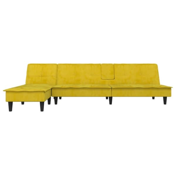 vidaXL L-formad bäddsoffa gul 255x140x70 cm sammet