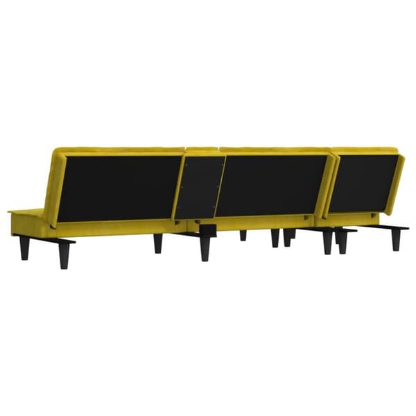 vidaXL L-formad bäddsoffa gul 255x140x70 cm sammet