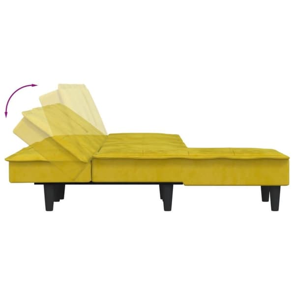 vidaXL L-formad bäddsoffa gul 255x140x70 cm sammet