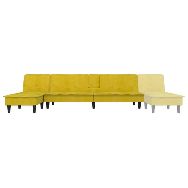 vidaXL L-formad bäddsoffa gul 255x140x70 cm sammet
