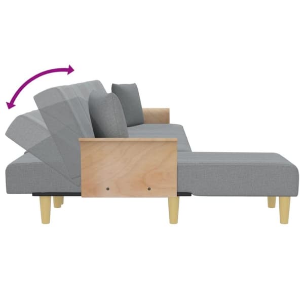 vidaXL L-formet sovesofa 279x140x70 cm velour lysegrå