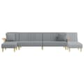Miniatyrbillede 7 af 11: vidaXL L-formet sovesofa 279x140x70 cm velour lysegrå