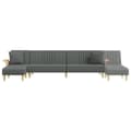 Miniatyrbillede 7 af 11: vidaXL L-formet sovesofa 279x140x70 cm stof mørkegrå