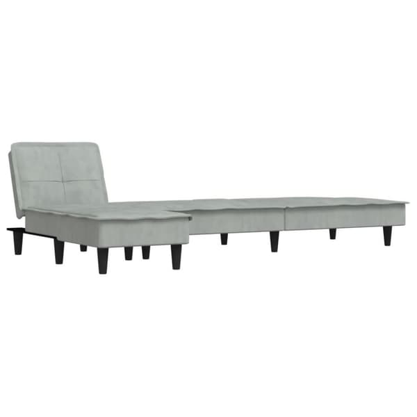 vidaXL L-formet sovesofa 255x140x70 cm velour lysegrå