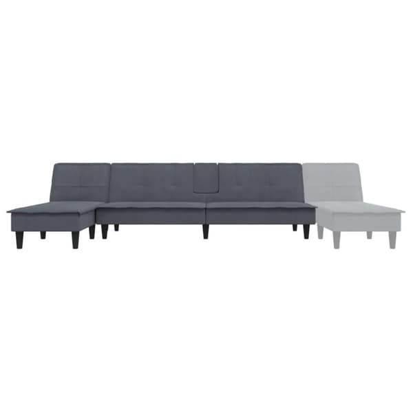 vidaXL L-formet sovesofa 255x140x70 cm velour mørkegrå