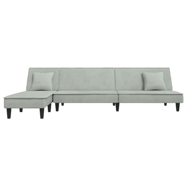 vidaXL L-formet sovesofa 255x140x70 cm velour lysegrå