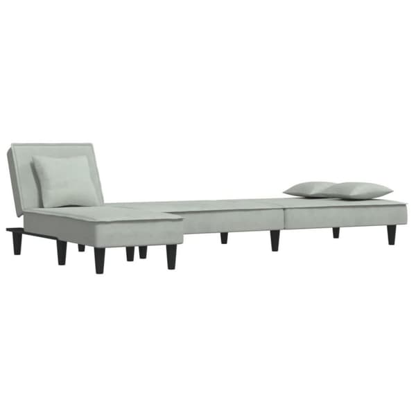 vidaXL L-formet sovesofa 255x140x70 cm velour lysegrå