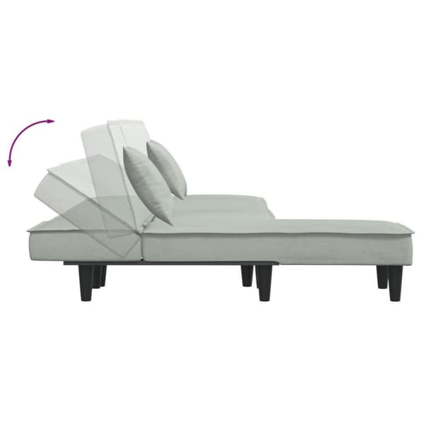 vidaXL L-formet sovesofa 255x140x70 cm velour lysegrå