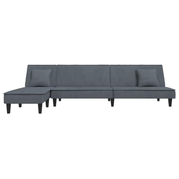 vidaXL L-formet sovesofa 255x140x70 cm velour mørkegrå