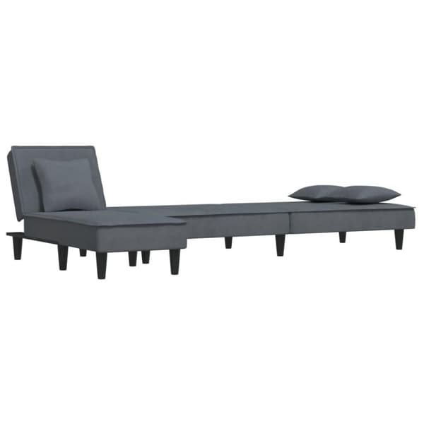 vidaXL L-formet sovesofa 255x140x70 cm velour mørkegrå