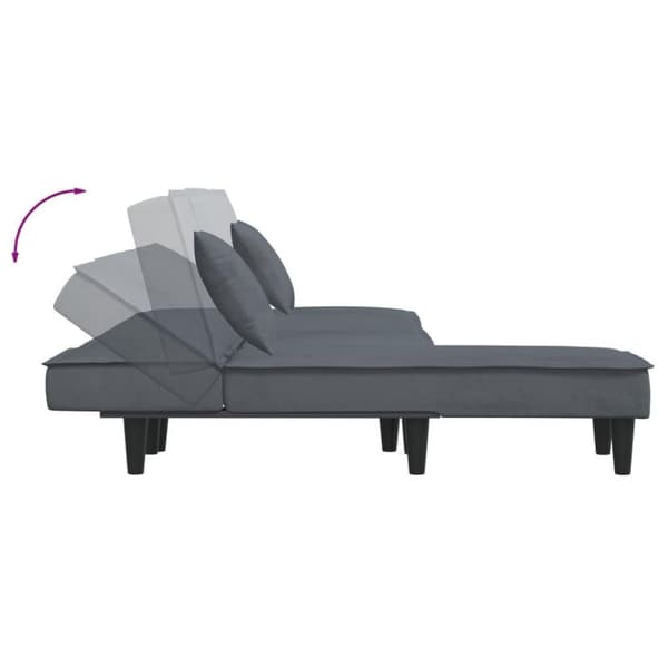 vidaXL L-formet sovesofa 255x140x70 cm velour mørkegrå
