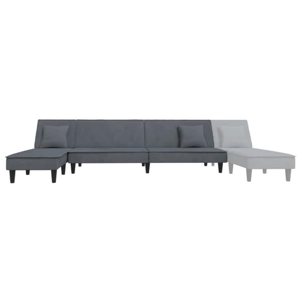 vidaXL L-formet sovesofa 255x140x70 cm velour mørkegrå