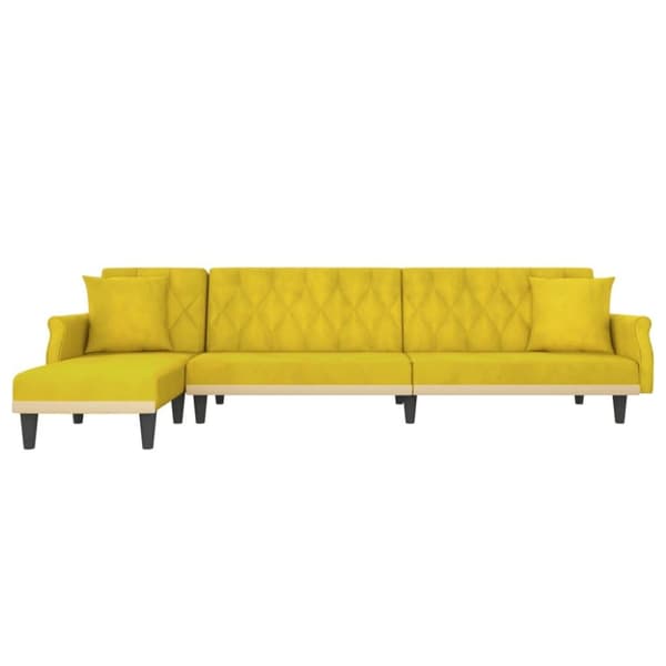 vidaXL L-formad bäddsoffa gul 271x140x70 cm sammet