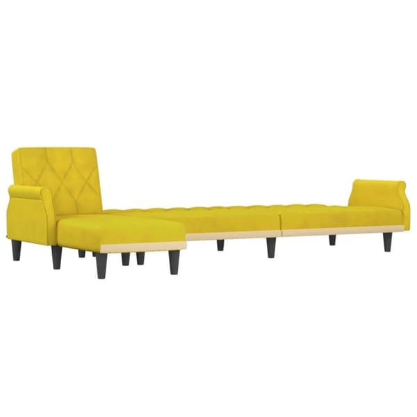 vidaXL L-formad bäddsoffa gul 271x140x70 cm sammet