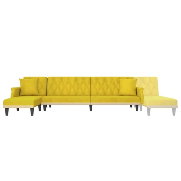 vidaXL L-formad bäddsoffa gul 271x140x70 cm sammet