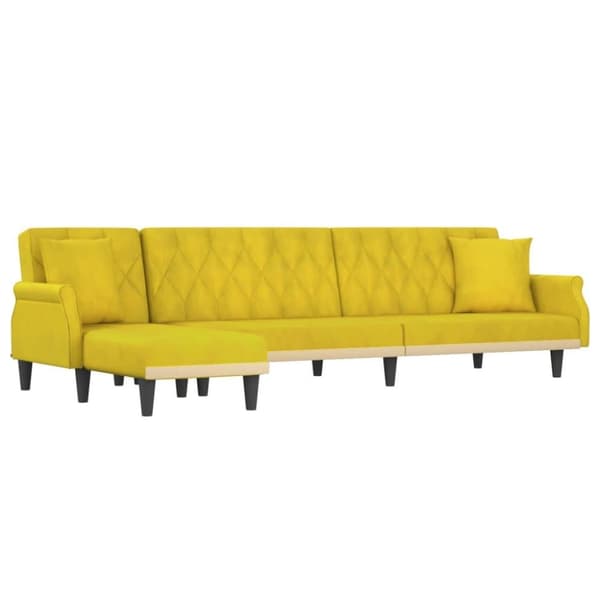 vidaXL L-formad bäddsoffa gul 271x140x70 cm sammet