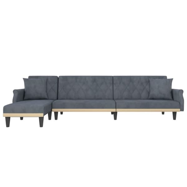 vidaXL L-formad soffa mörkgrå 271x140x70 cm sammet