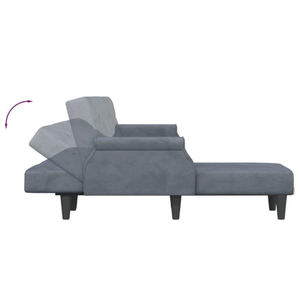 vidaXL L-formad soffa mörkgrå 271x140x70 cm sammet