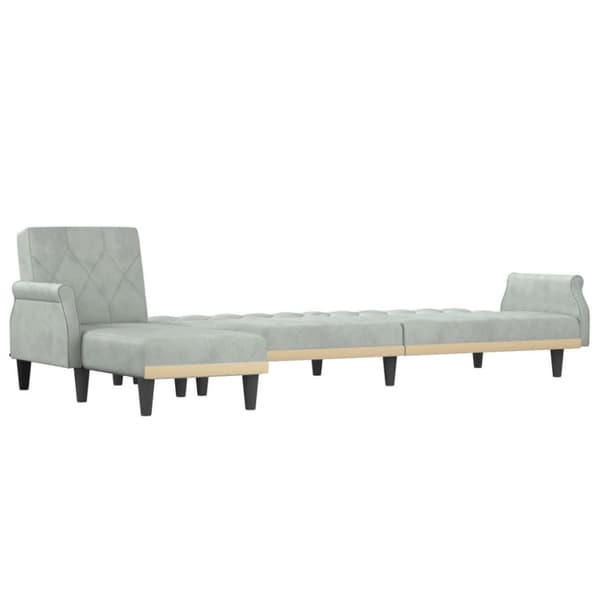 vidaXL L-formad bäddsoffa ljusgrå 271x140x70 cm sammet