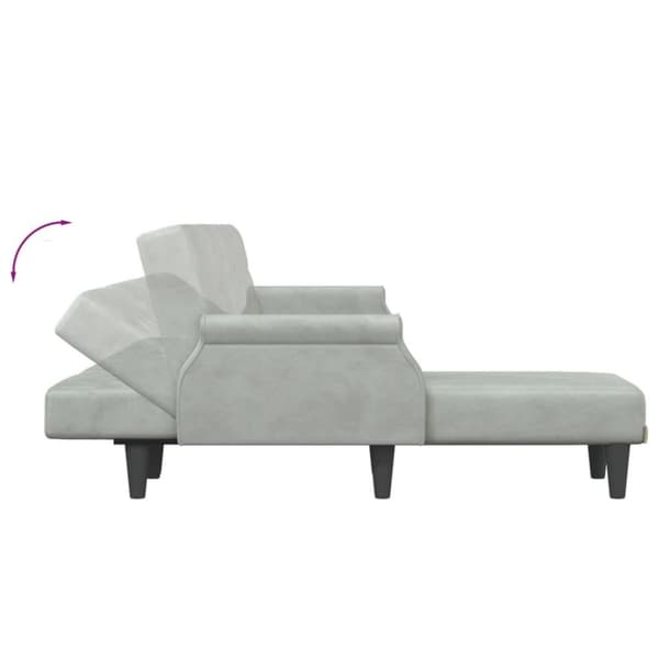 vidaXL L-formad bäddsoffa ljusgrå 271x140x70 cm sammet