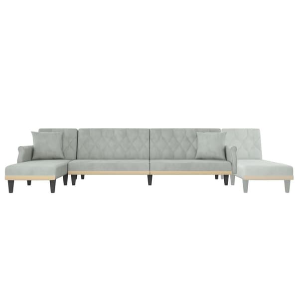 vidaXL L-formad bäddsoffa ljusgrå 271x140x70 cm sammet
