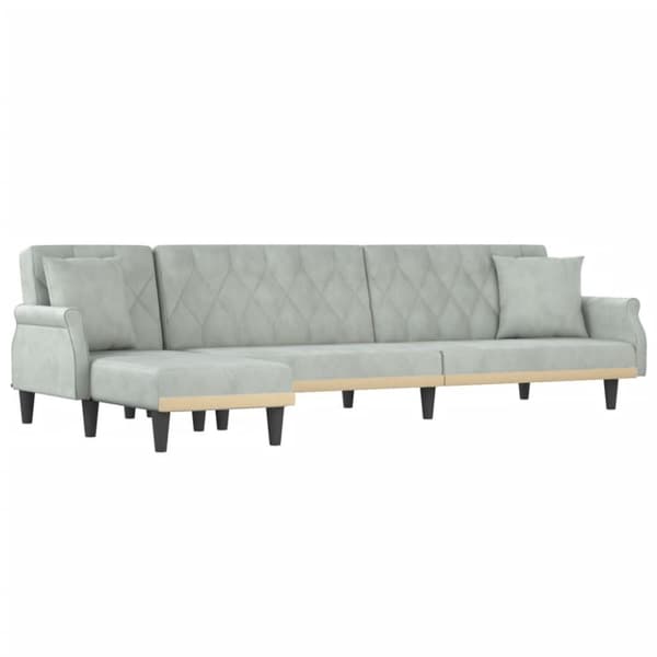 vidaXL L-formad bäddsoffa ljusgrå 271x140x70 cm sammet