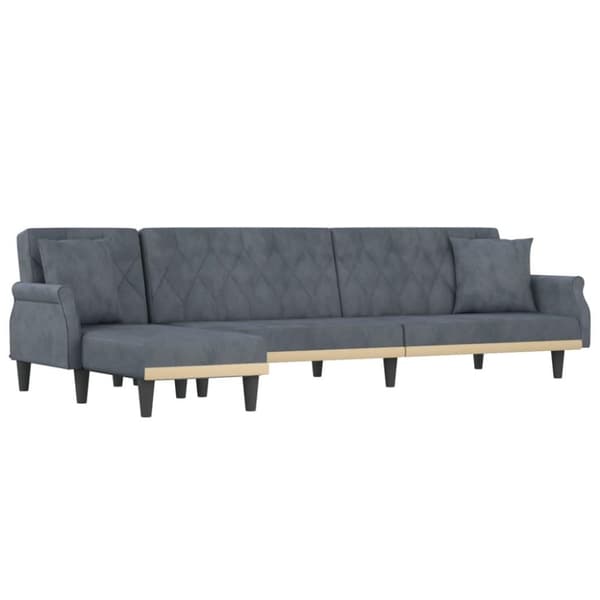vidaXL L-formet sovesofa 271x140x70 cm velour mørkegrå