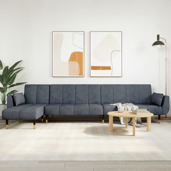 vidaXL L-formet sovesofa 275x140x70 cm velour mørkegrå
