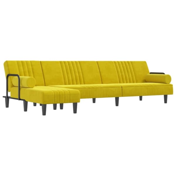 vidaXL L-formad bäddsoffa gul 260x140x70 cm sammet