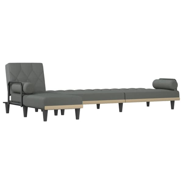 vidaXL L-formad bäddsoffa mörkgrå 260x140x70 cm tyg