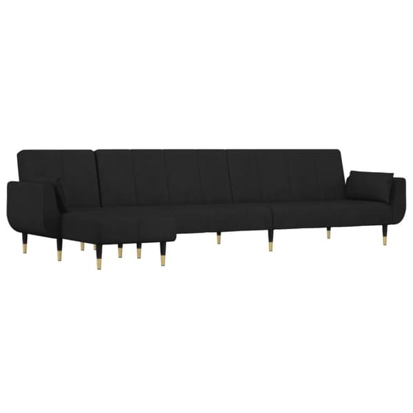 vidaXL L-formad bäddsoffa svart 275x140x70 cm sammet