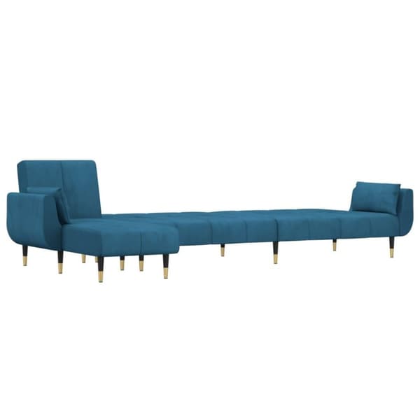 vidaXL L-formet sovesofa 275x140x70 cm velour blå