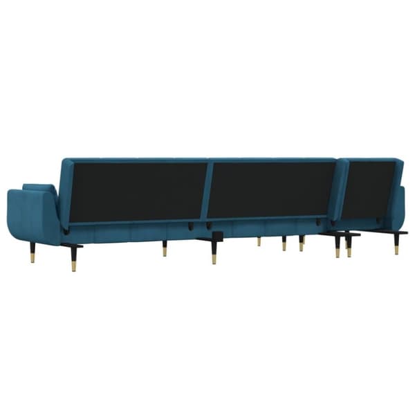 vidaXL L-formet sovesofa 275x140x70 cm velour blå