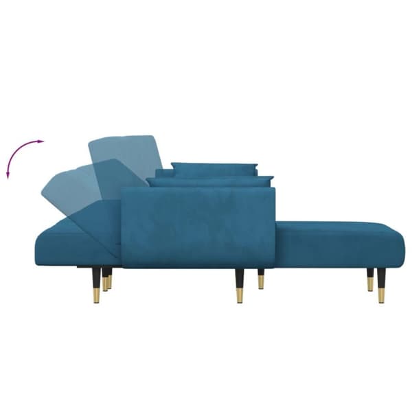 vidaXL L-formet sovesofa 275x140x70 cm velour blå