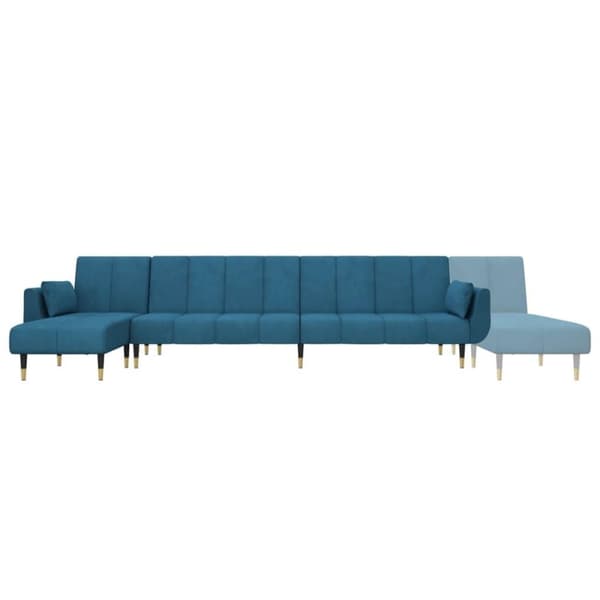 vidaXL L-formet sovesofa 275x140x70 cm velour blå