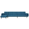 Miniatyrbillede 2 af 11: vidaXL L-formet sovesofa 275x140x70 cm velour blå