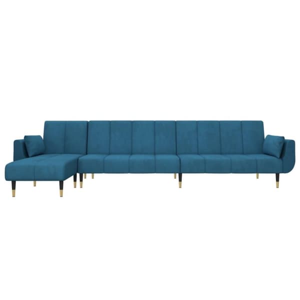 vidaXL L-formet sovesofa 275x140x70 cm velour blå