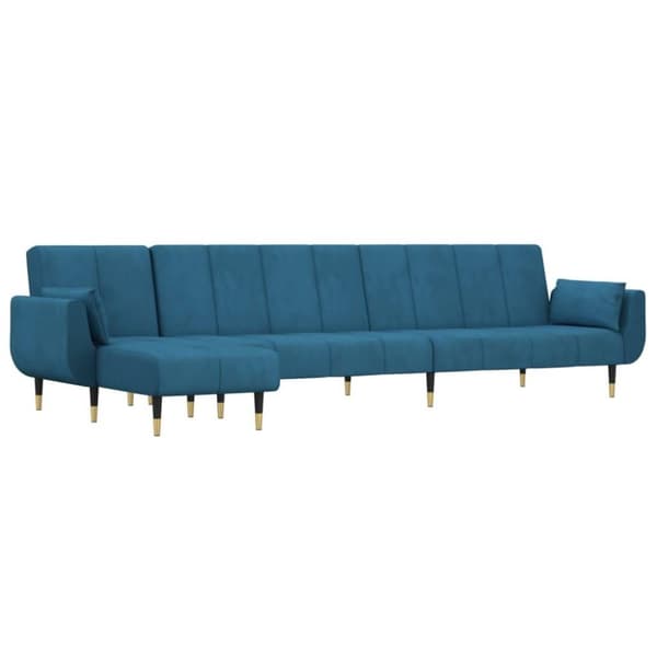 vidaXL L-formet sovesofa 275x140x70 cm velour blå