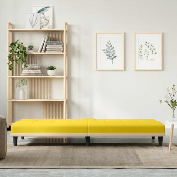 vidaXL Bäddsoffa med kuddar ljusgul tyg
