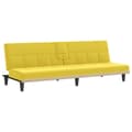 Miniatyrbillede 3 af 11: vidaXL sovesofa med kopholdere stof lysegul