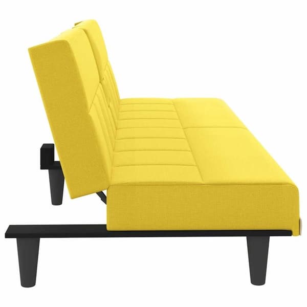 vidaXL sovesofa med kopholdere stof lysegul