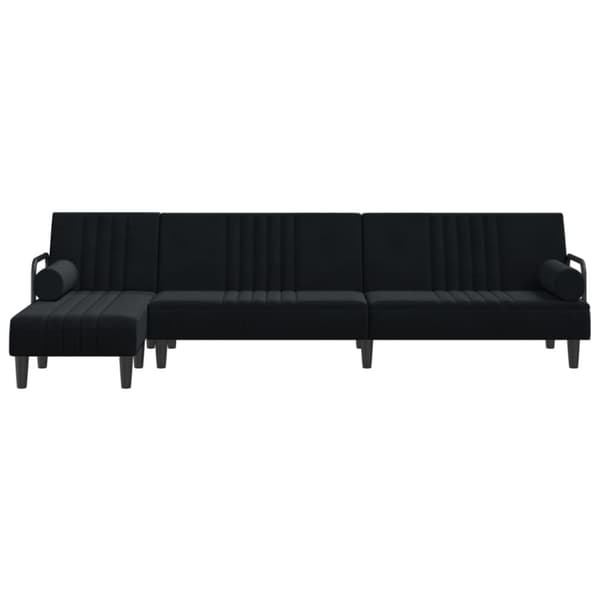 vidaXL L-formad bäddsoffa svart 260x140x70 cm sammet